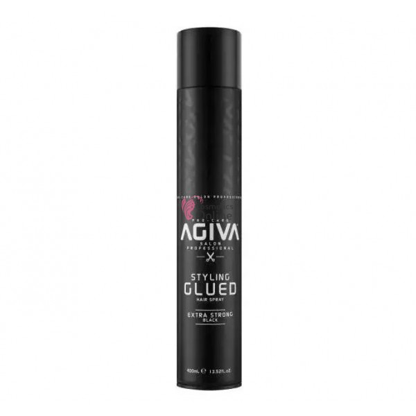 Fixativ spray pentru par cu fixare extra puternica, Agiva Styling Glued Extra Strong Black 01-400ml